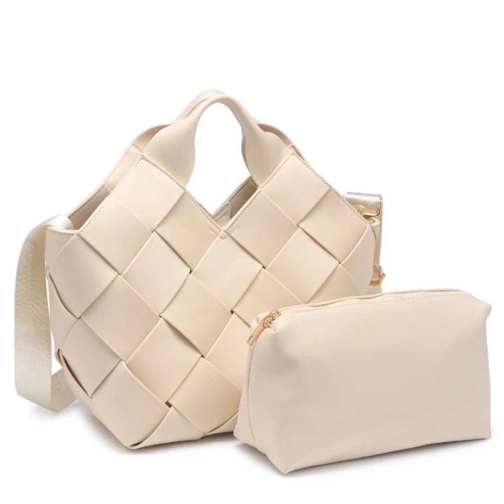 SOL & SELENE “Resilience” Woven Neoprene Tote Bag ~ Cream ~ NWT - Picture 2 of 11